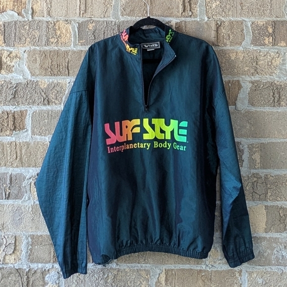 VTG 80s Surfstyle Interplanetary Body Gear Pullover Anorak Windbreaker Teal - Picture 5 of 9